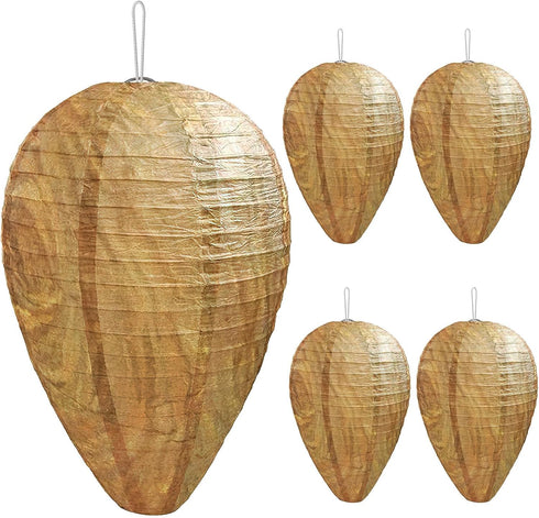 DECYOOL 8 Pack Mini Size Wasp Nest Decoy Hanging Fake Wasp Nest for Wasps Hornets Yellow Jackets...